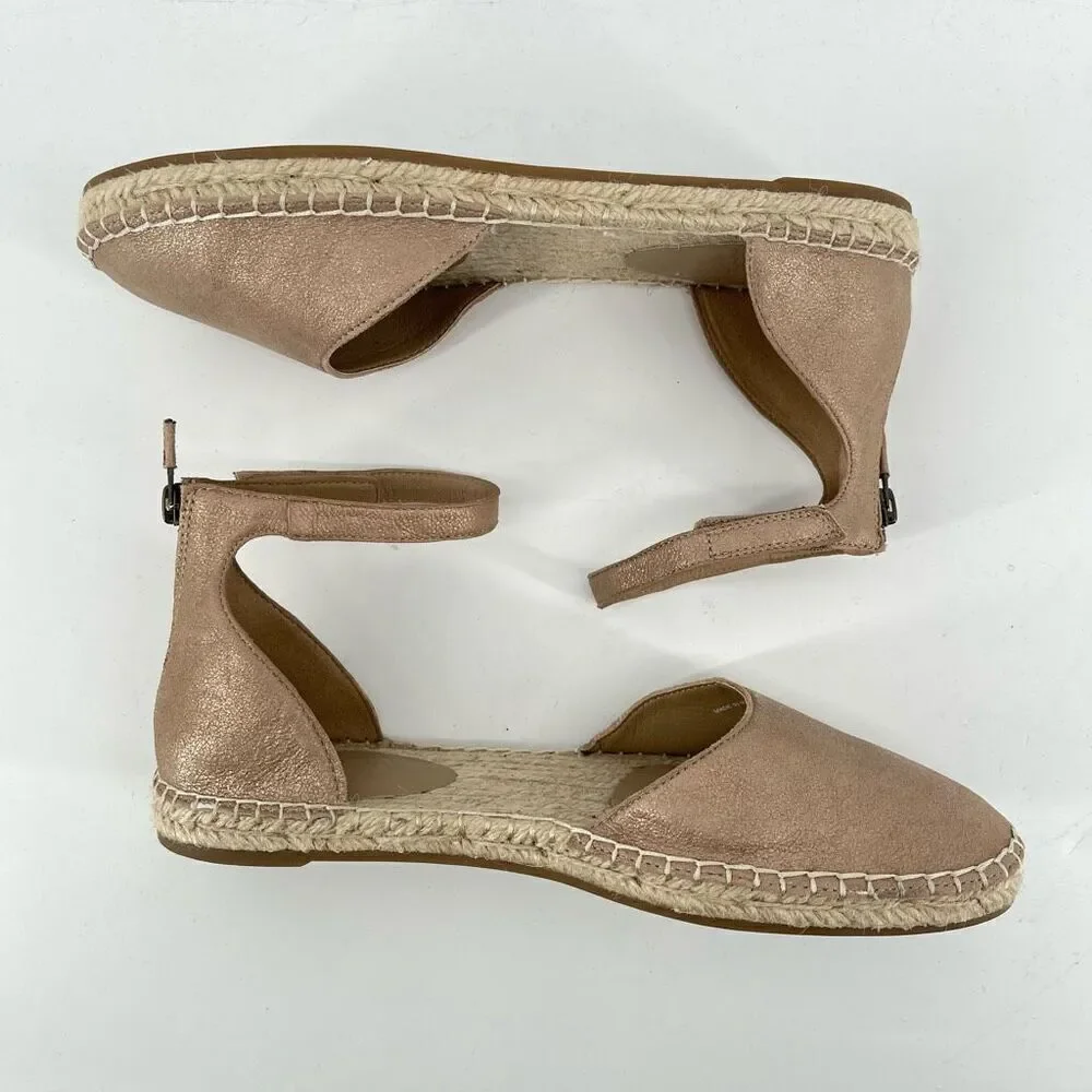 Eileen Fisher Gold Lala Espadrille Flat Ankle Strap Shoes Women’s Size 9.5